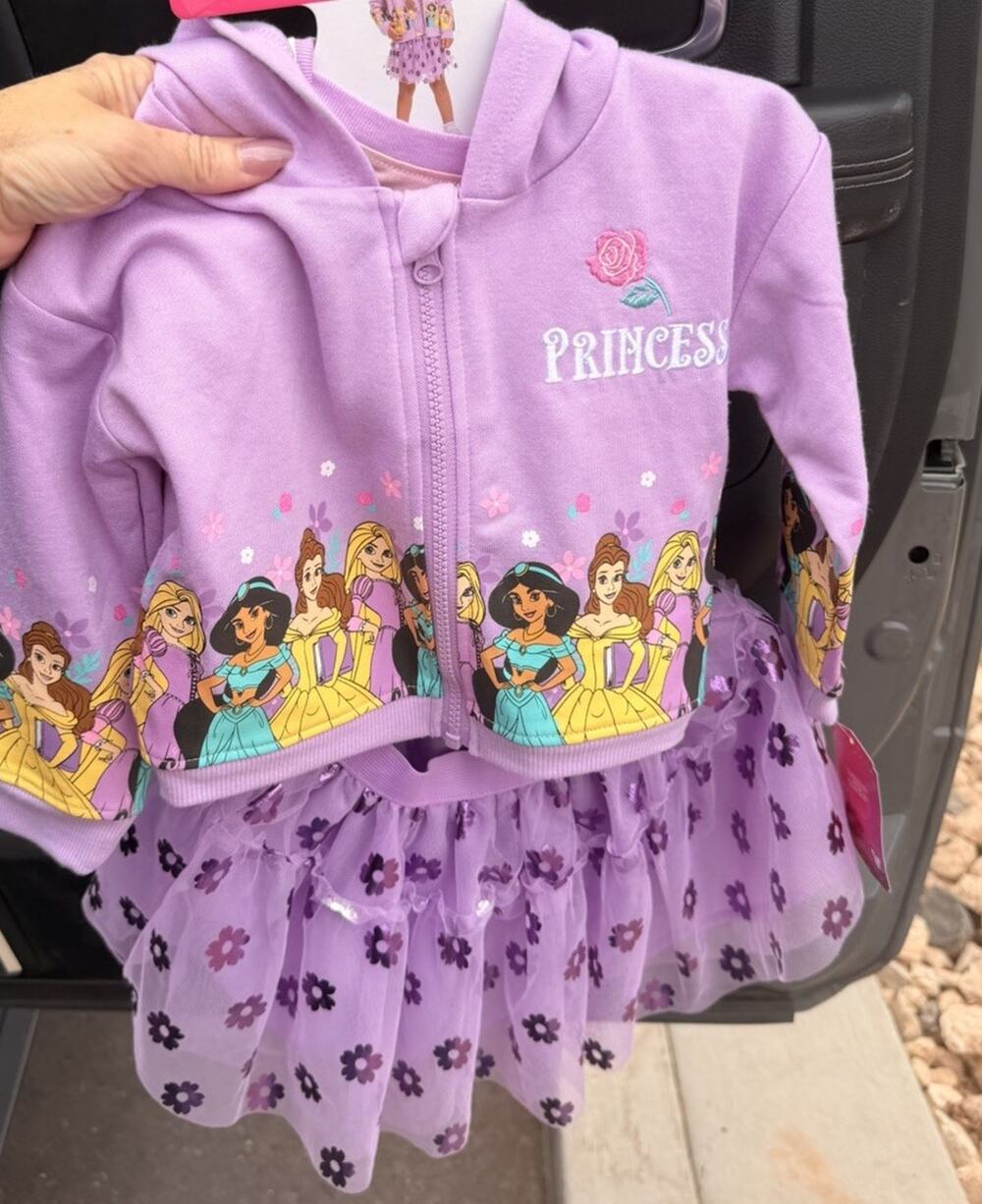 3T Disney Princess 3pc Tutu Set Embroidered Full Zip Hoodie, Tee, Skirt Clothes
